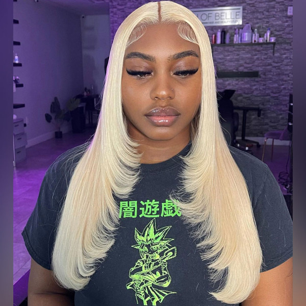 Here you go! #613 Blonde Virgin Human Hair Invisible Transparent Lace 13x6 Lace Front Wig Pre Plucke