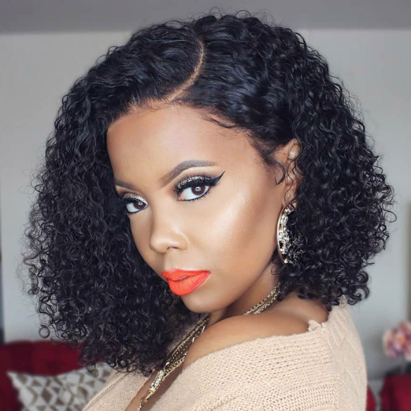 Affordable Vacation Brazilian Curly Bob Wig! INVISIBLE TRANSPARENT LACE! 12A Grade Virgin Human Hair