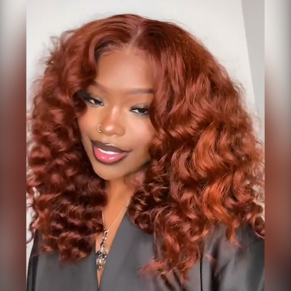 The Color Is So Bomb! 33B Reddish Brown 7x7 Lace Front Wigs Pre Plucked (Y32)