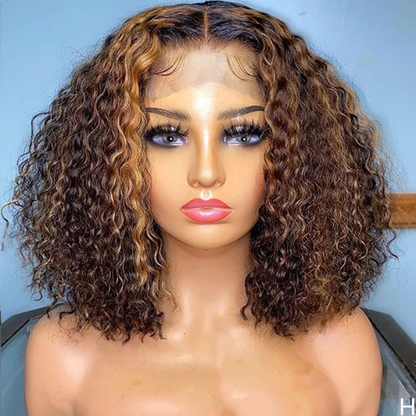 INVISIBLE TRANSPARENT LACE Surper Melt into Skin! Bouncy Curls Virgin Human Hair 4x4 Lace Front Wig