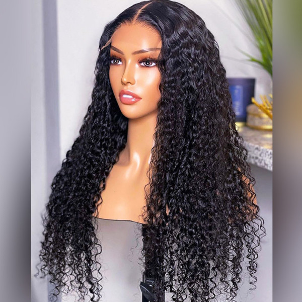 Curly Glueless 4x4 Lace Wigs Pre Plucked Hairline With Baby Hair