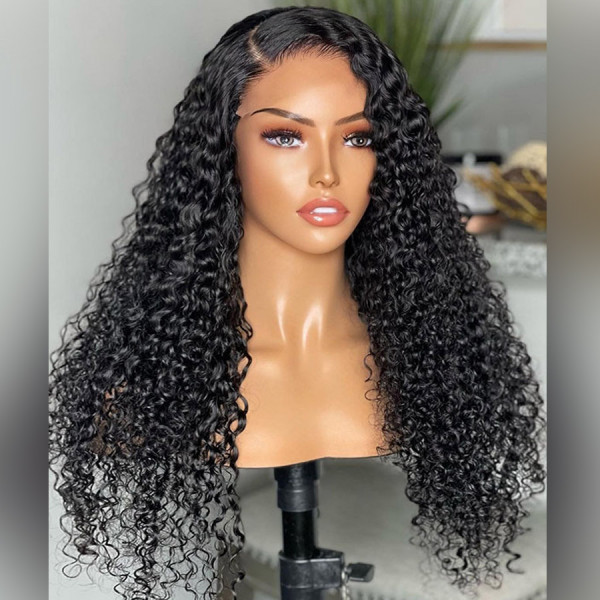 Curly Glueless 4x4 Lace Wigs Pre Plucked Hairline With Baby Hair