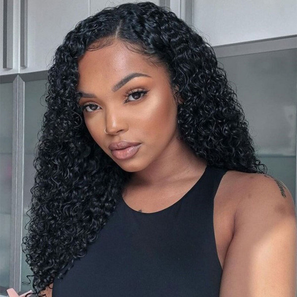 Curly Glueless 4x4 Lace Wigs Pre Plucked Hairline With Baby Hair