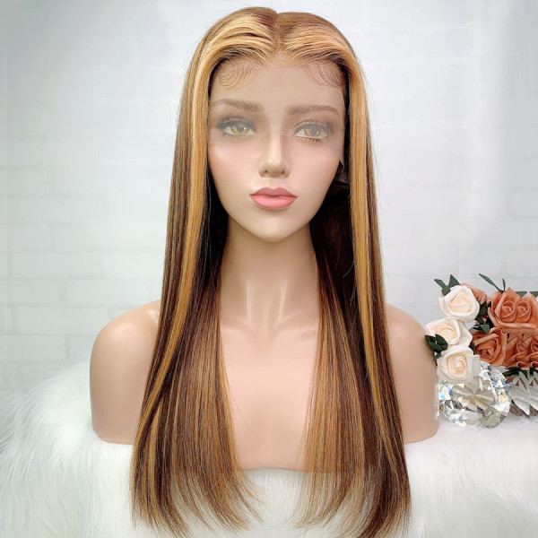 Can't Take My Eyes Off This Stunning Look! Ash Brown Highlight Virgin Human Hair 13x6 Lace Fron
