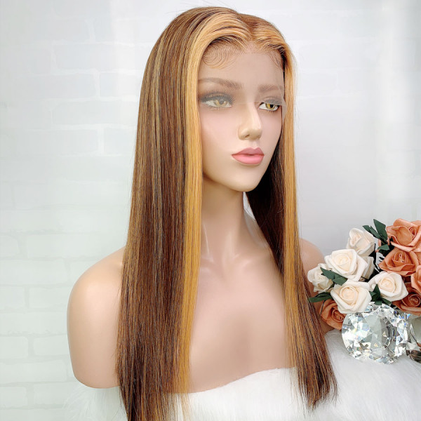 Can't Take My Eyes Off This Stunning Look! Ash Brown Highlight Virgin Human Hair 13x6 Lace Fron