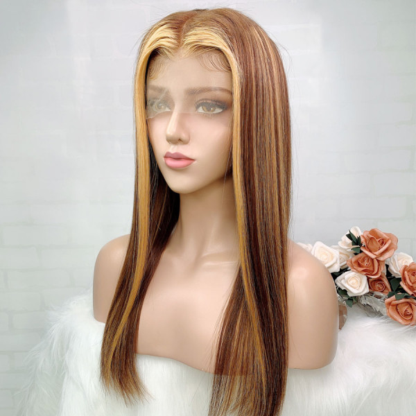 Can't Take My Eyes Off This Stunning Look! Ash Brown Highlight Virgin Human Hair 13x6 Lace Fron