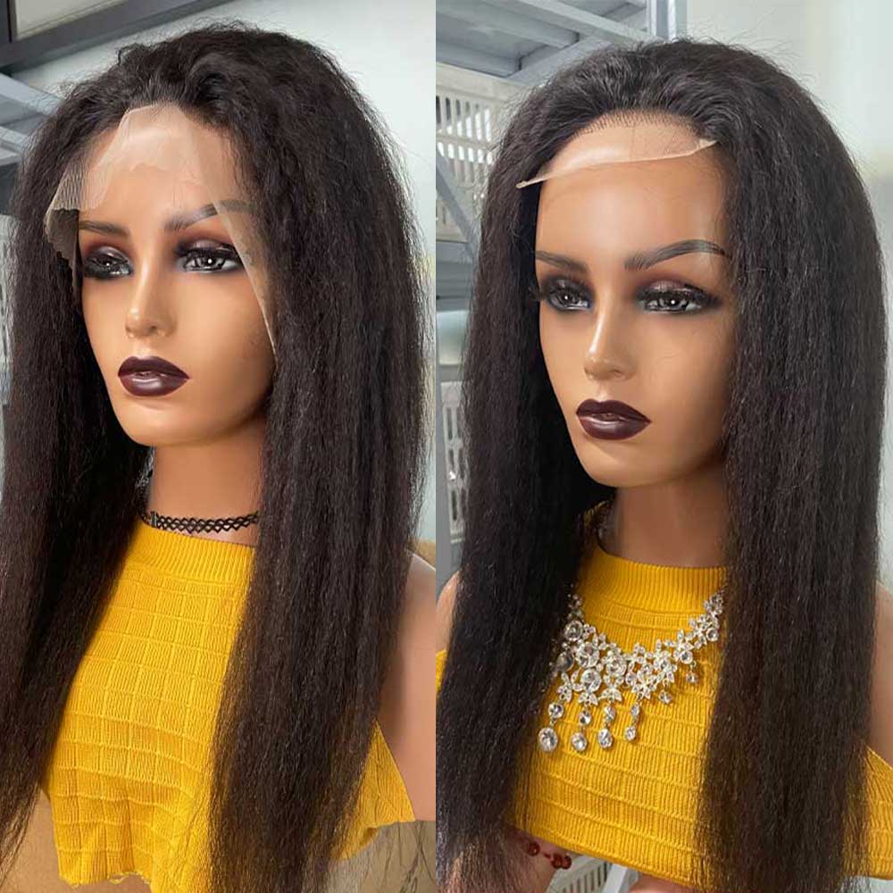 Kinky Straight Full Lace Wig 10-30inch Kinky Straight Wig Heat Resistant Human Hair Wigs