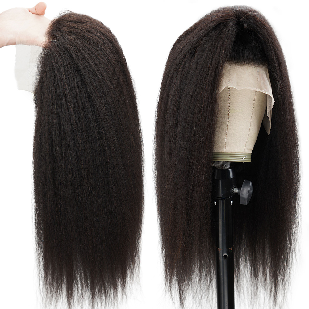 Kinky Straight Full Lace Wig 10-30inch Kinky Straight Wig Heat Resistant Human Hair Wigs
