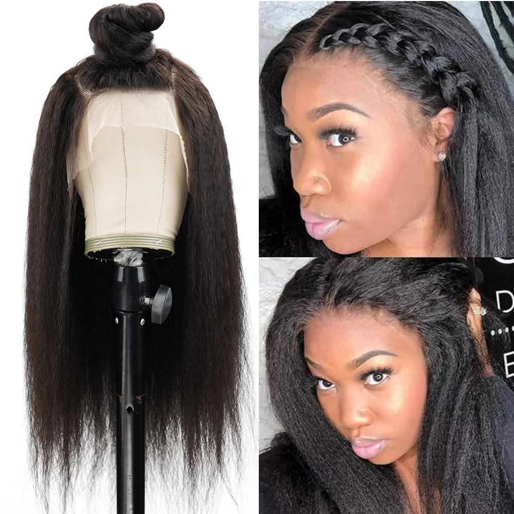 Kinky Straight Full Lace Wig 10-30inch Kinky Straight Wig Heat Resistant Human Hair Wigs