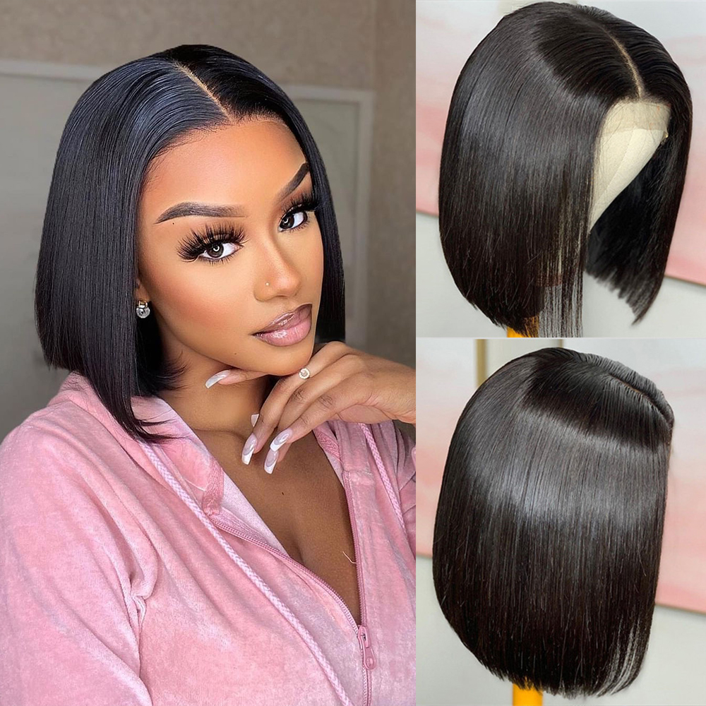 Short Straight Bob Wig Lace Front Human Hair Wigs For Women Pre Plucked Remy Closure Brazilian Human