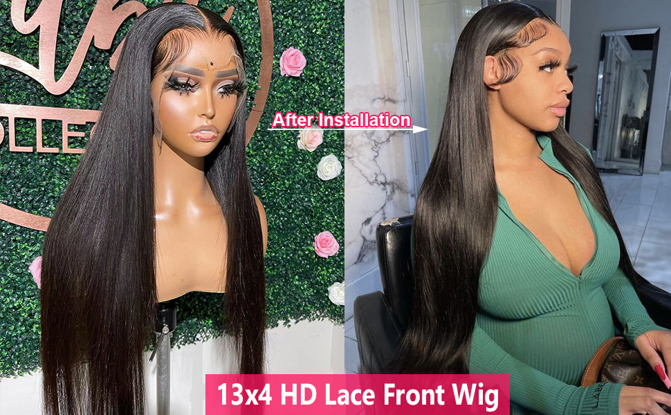 Undetectable Invisible HD Lace Glueless 13x4 Frontal Wigs Straight Brazilian Virgin Human Hair Wigs