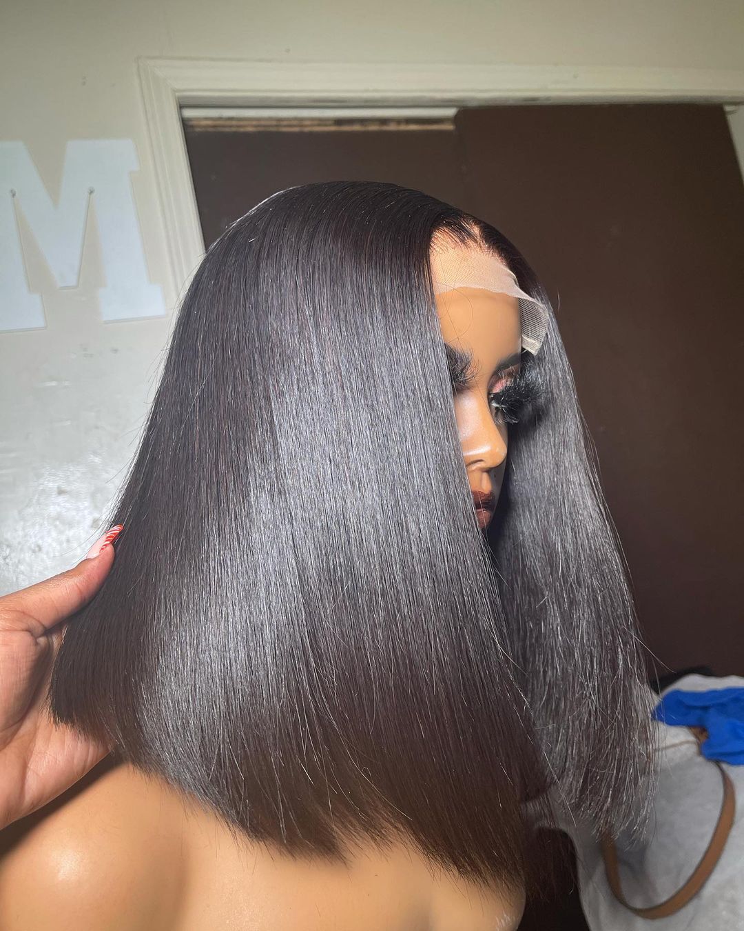 Short Bob Wig Straight 4x4 Lace Closure Wig Brazilian Pre Plucked Transparent Lace Frontal Human Hai
