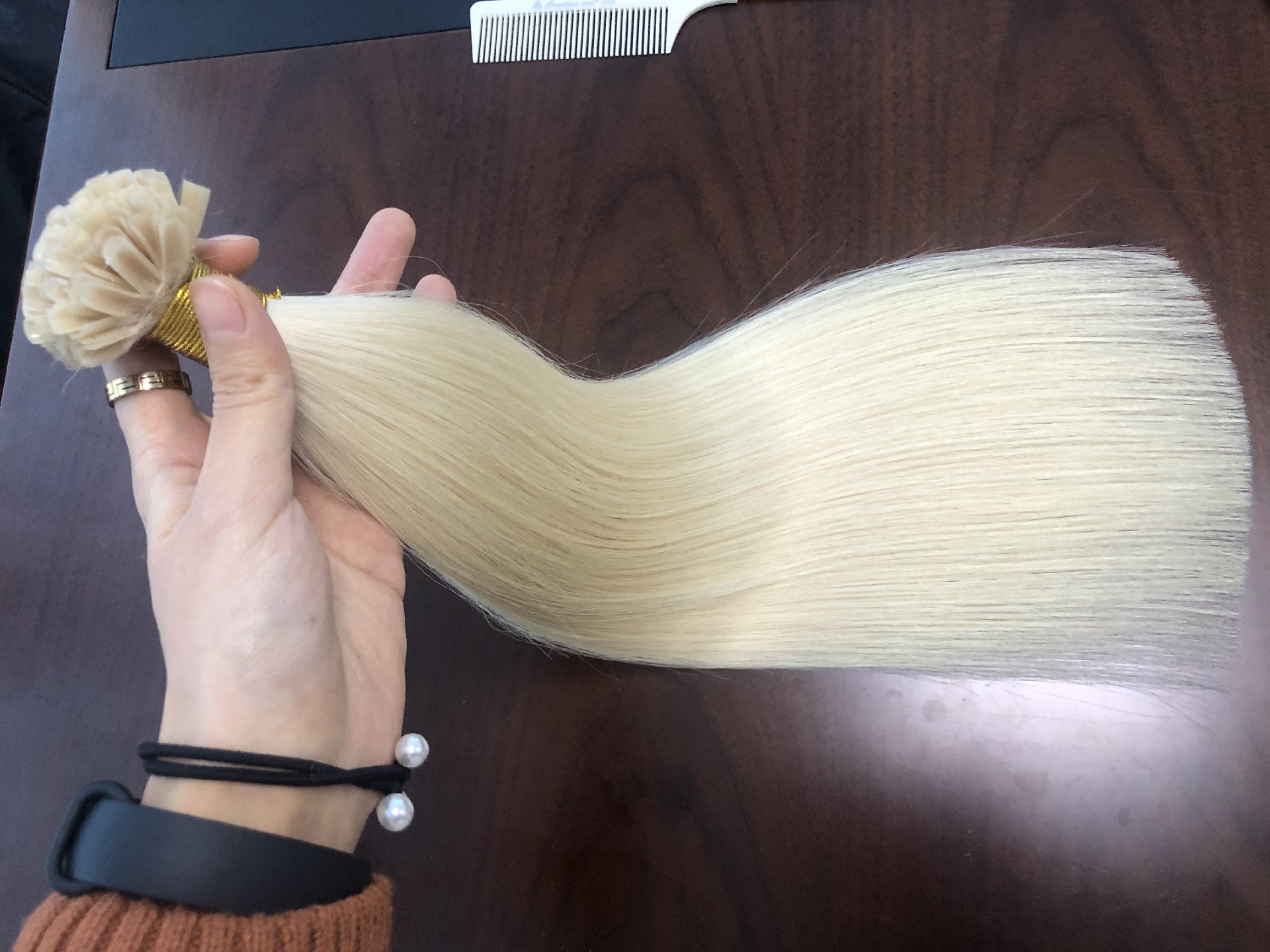 18inch 60-1001# 100% human cuticle  U tip hair extensions with double drawn thick ends