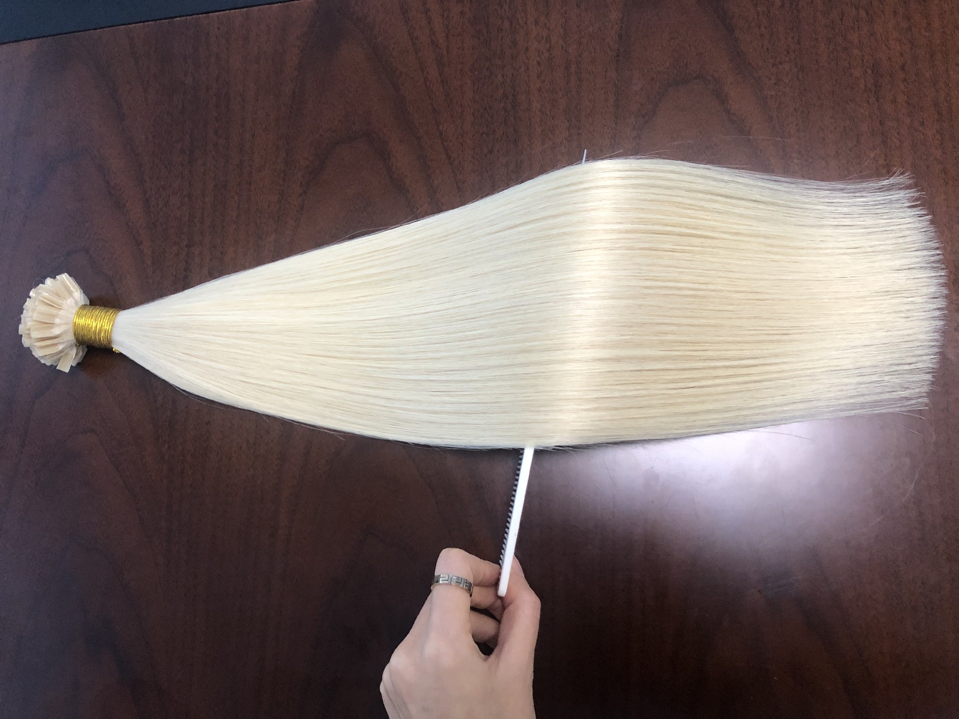 18inch 60-1001# 100% human cuticle  U tip hair extensions with double drawn thick ends