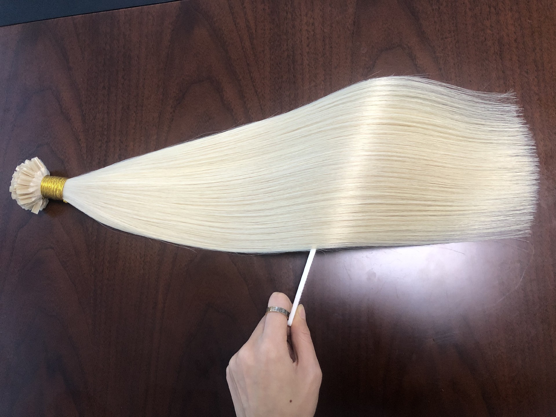 18inch 60-1001# 100% human cuticle  U tip hair extensions with double drawn thick ends