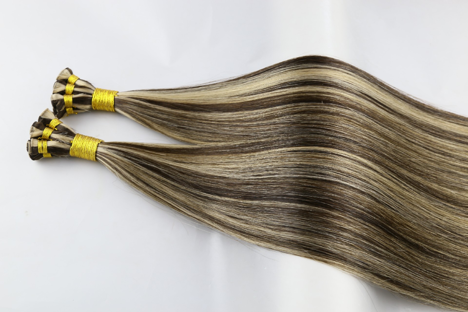 18inch P2-18# double drawn handtied weft human hair extensions