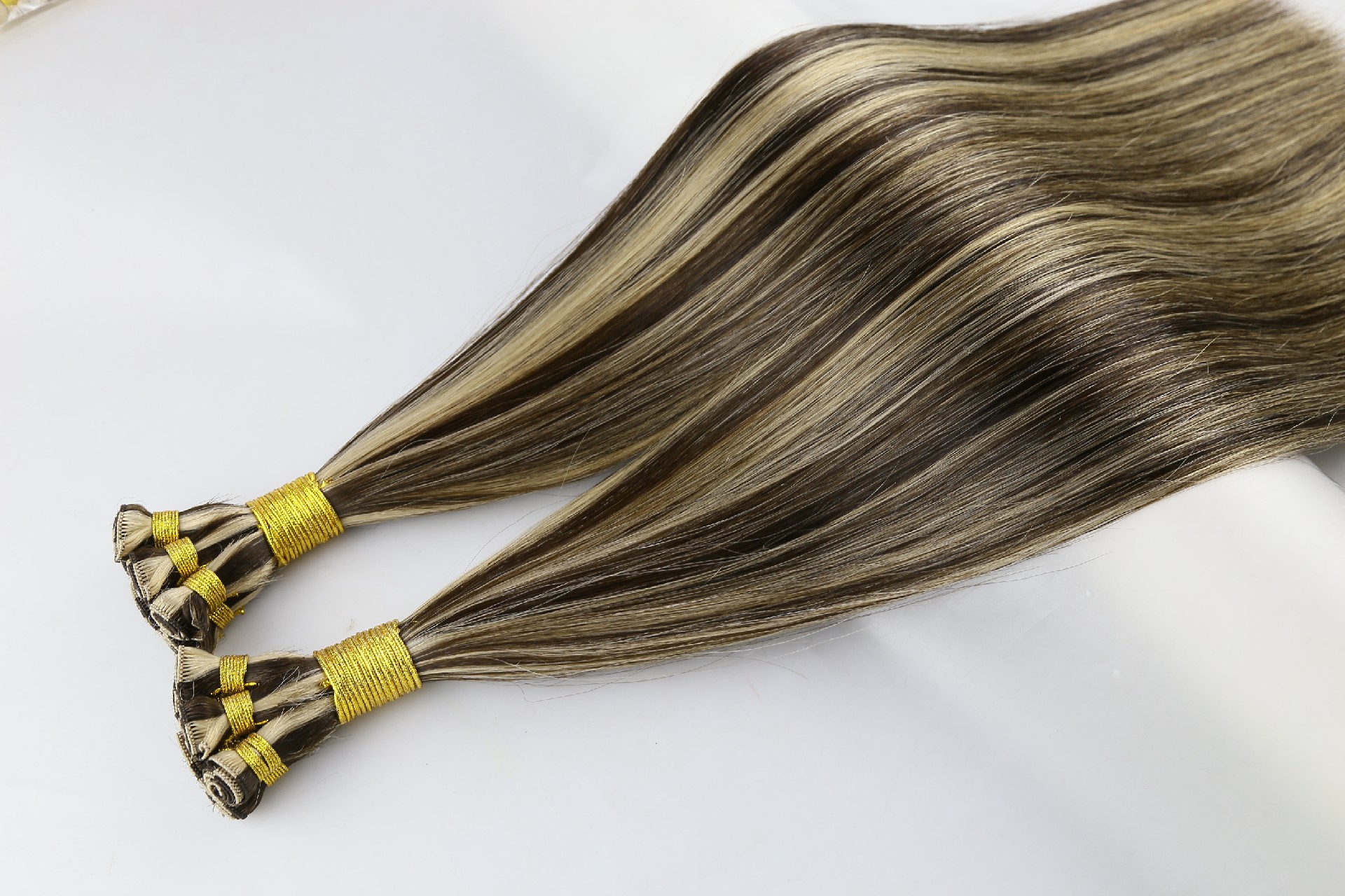 18inch P2-18# double drawn handtied weft human hair extensions