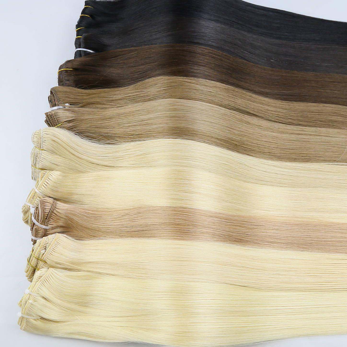 Cuticle remy Clip in hair extensions with double drawn thick ends