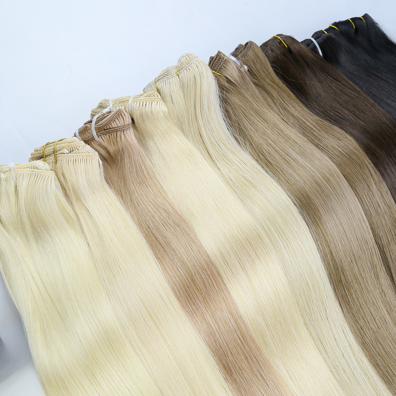 Cuticle remy Clip in hair extensions with double drawn thick ends