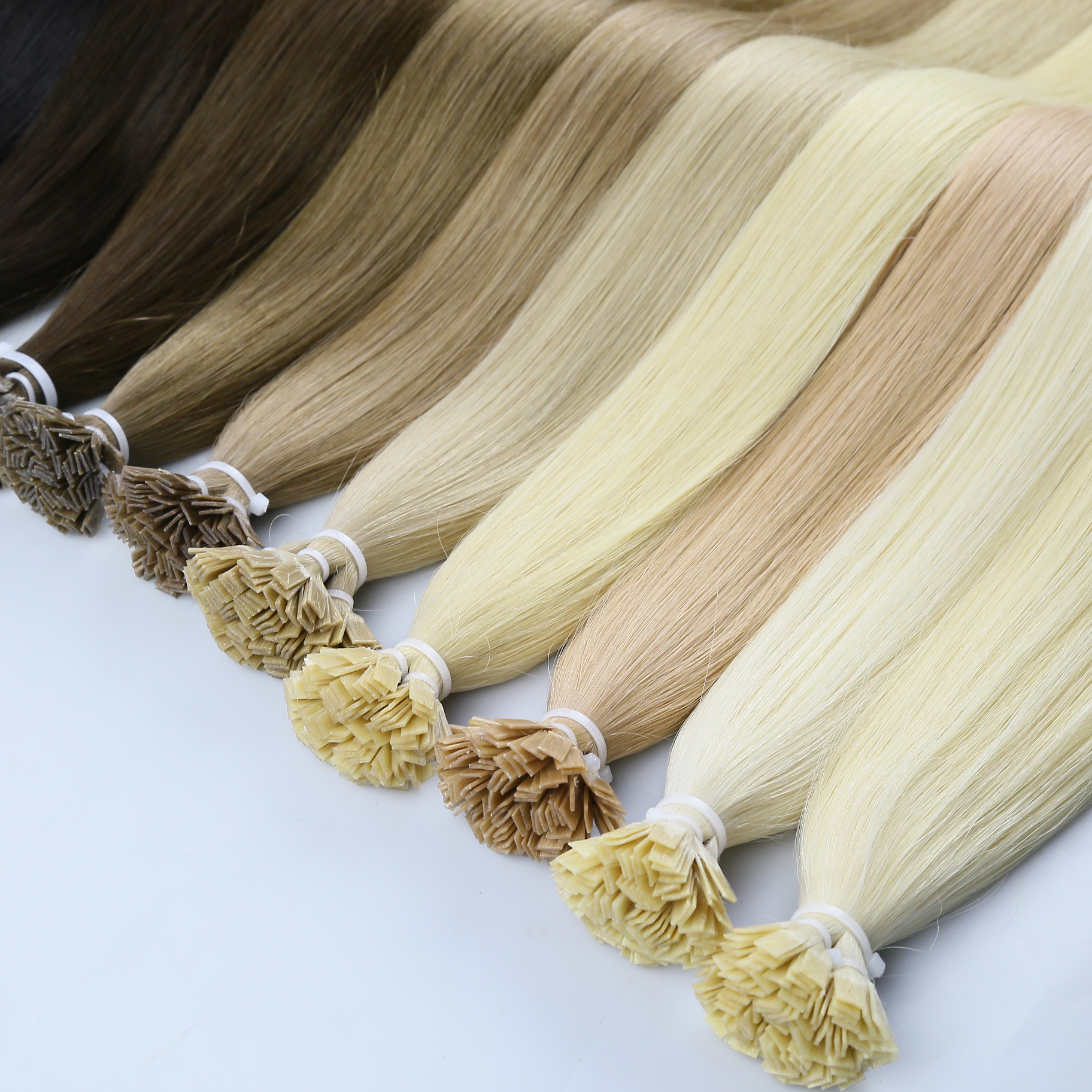Cuticle remy Flat tip hair extensions with double drawn thick ends