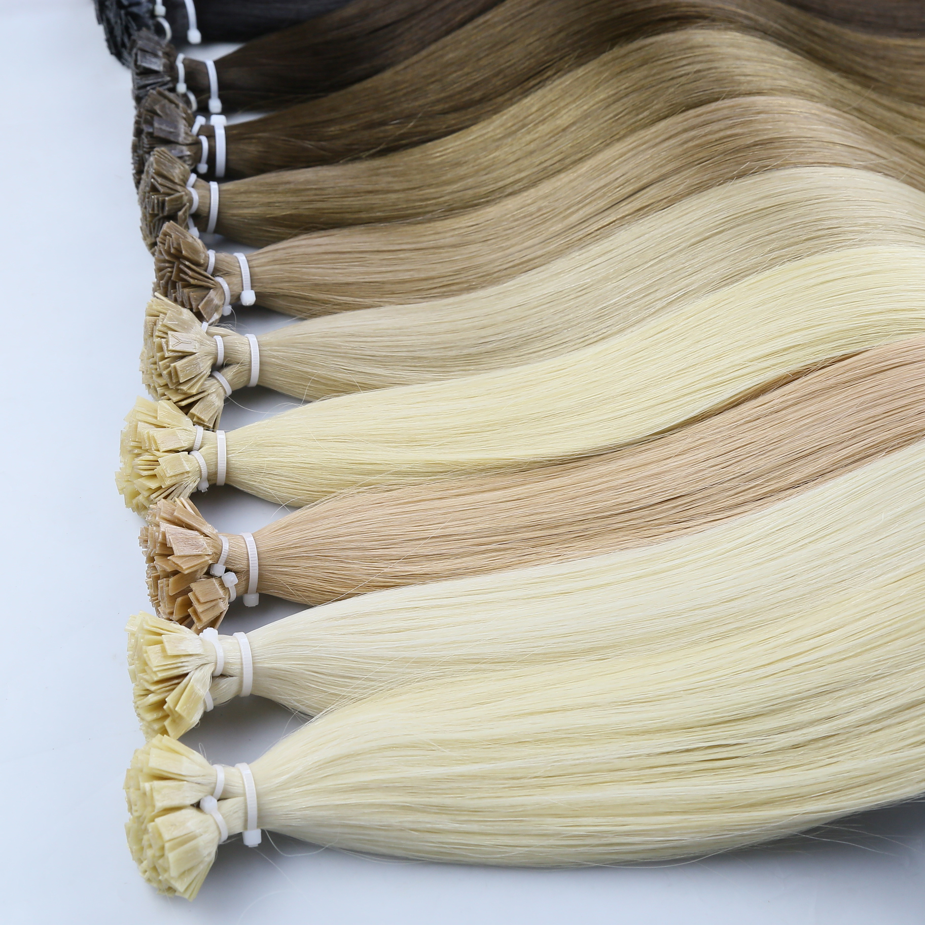 Cuticle remy Flat tip hair extensions with double drawn thick ends