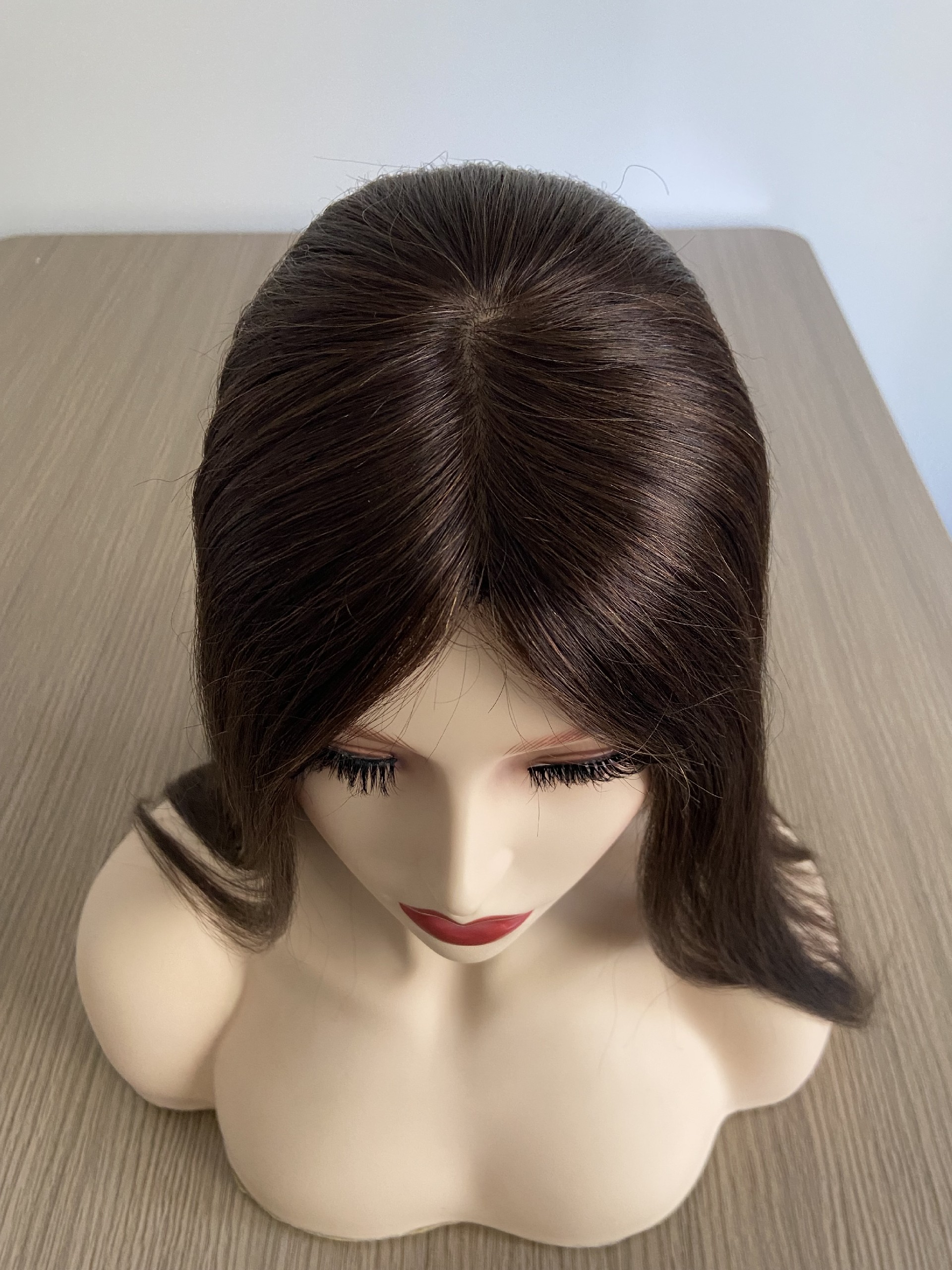 16inch 2# 6*6 Silk Top Fish Net European Human Hair Topper