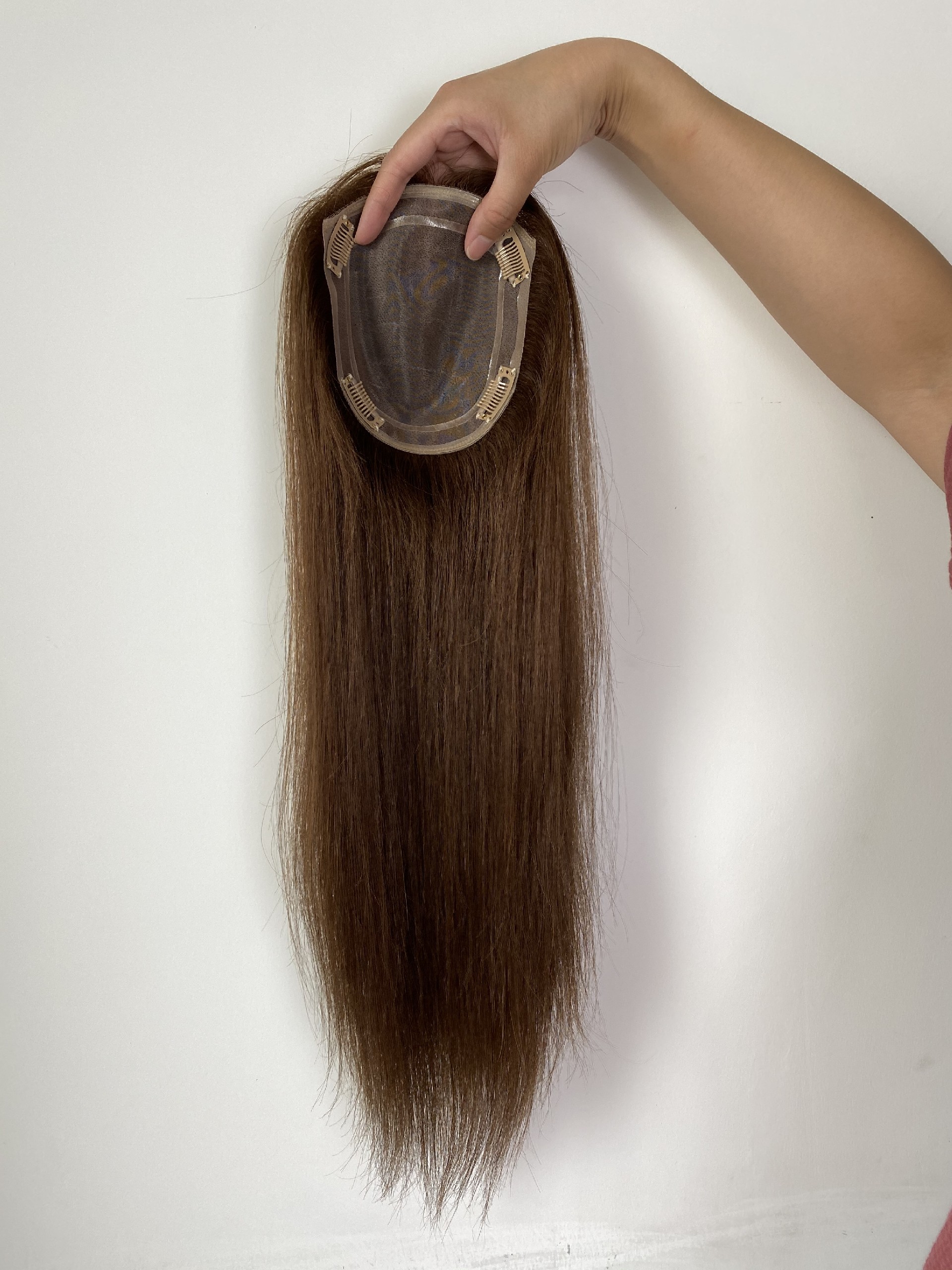 16inch 2# 5x6 Full Mono Top With Pu Around Cuticle Aligned Human Hair Topper