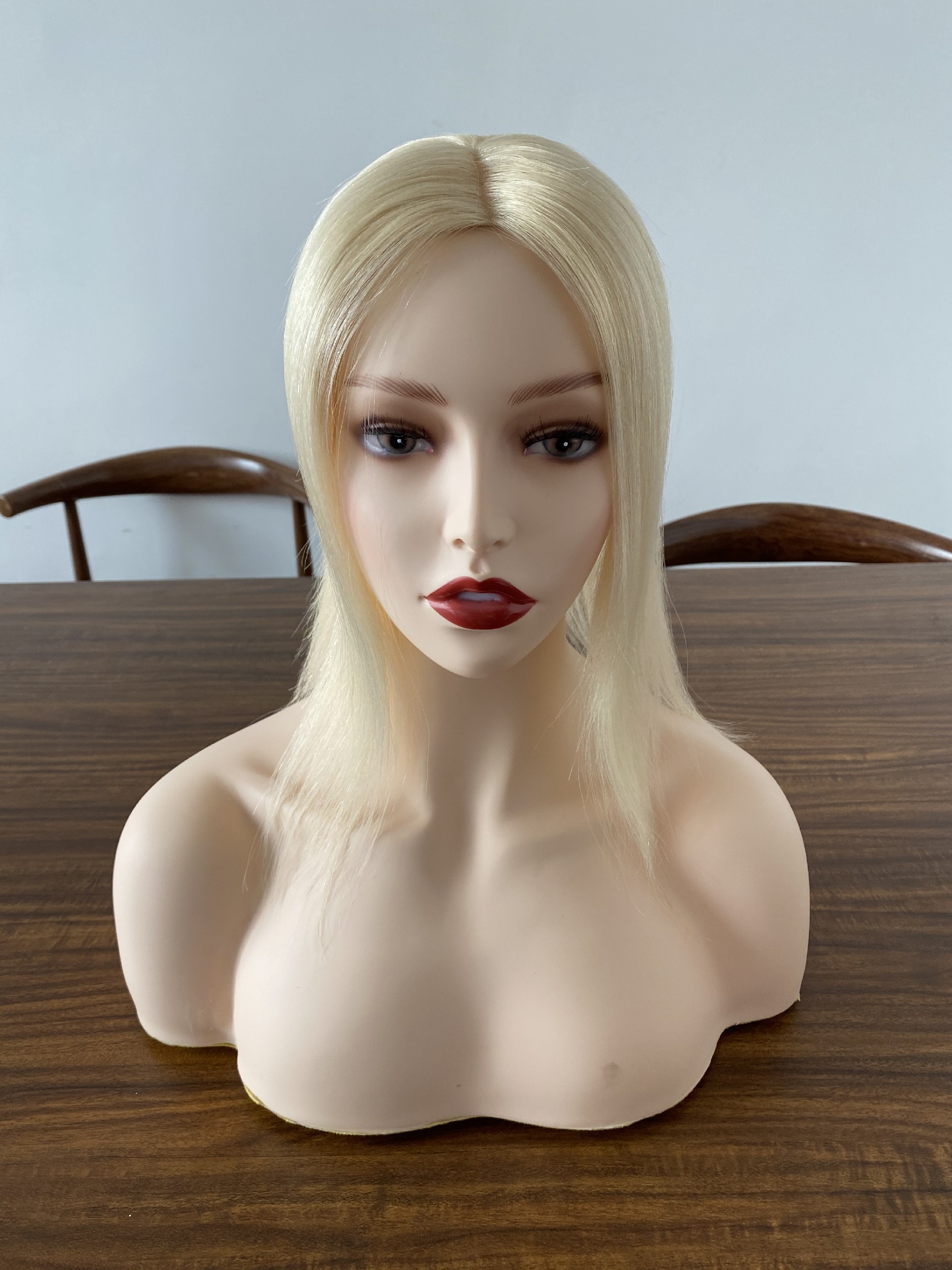 16inch 613# 5x6 Full Mono Top With Pu Around Cuticle Aligned Human Hair Topper