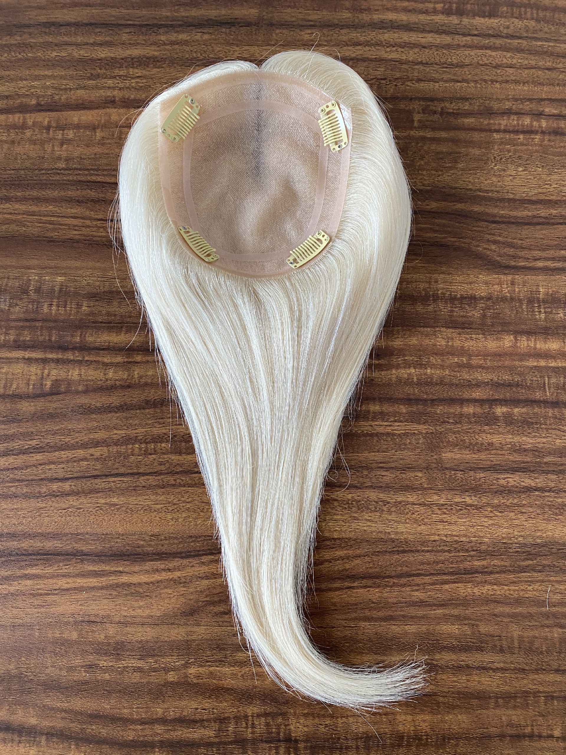 16inch 613# 5x6 Full Mono Top With Pu Around Cuticle Aligned Human Hair Topper