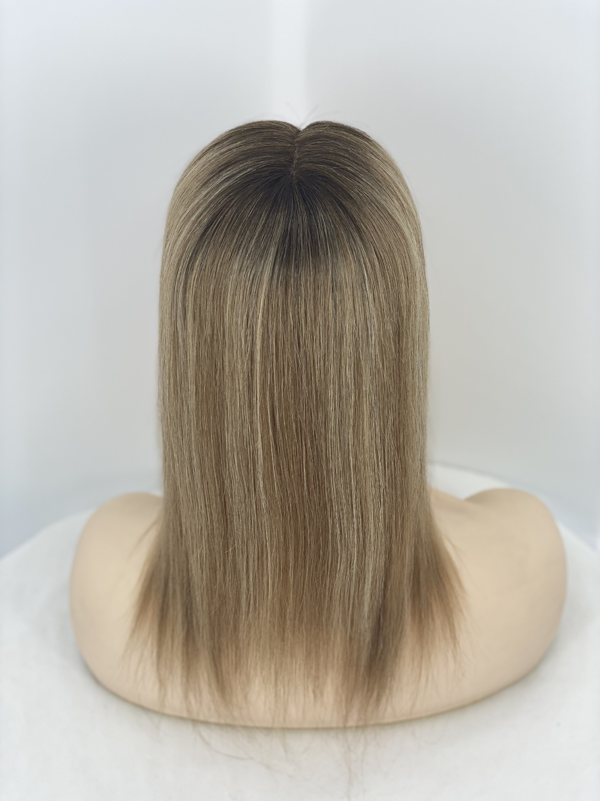 16inch T4-8-60# 5x6 Full Mono Top With Pu Around Cuticle Aligned Human Hair Topper