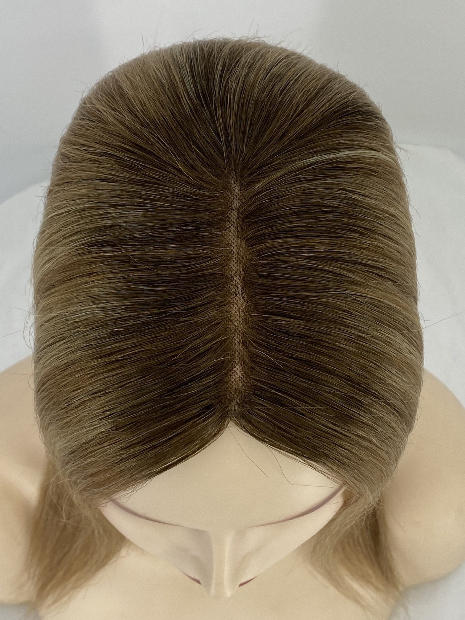 16inch T4-8-60# 5x6 Full Mono Top With Pu Around Cuticle Aligned Human Hair Topper