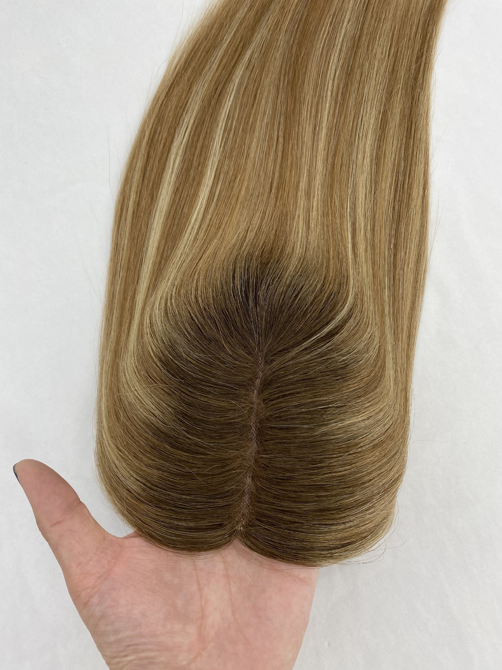 16inch T4-8-60# 5x6 Full Mono Top With Pu Around Cuticle Aligned Human Hair Topper