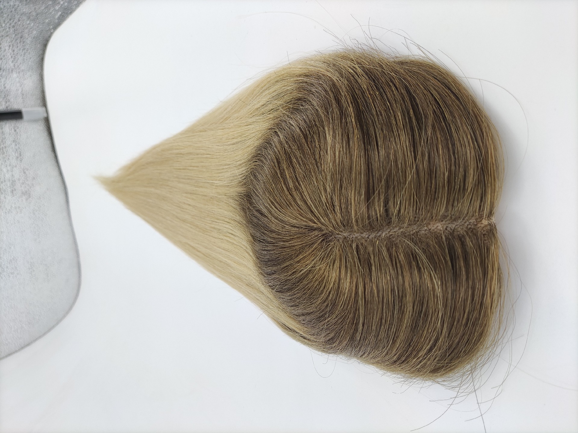 16inch T4-White# 5x6 Full Mono Top With Pu Around Cuticle Aligned Human Hair Topper