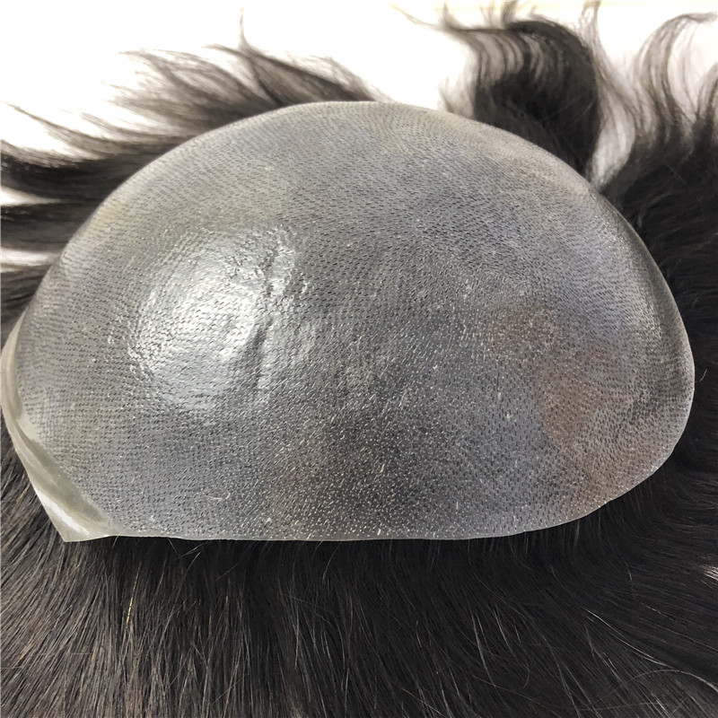 Super Durable Men Hair Toupee Human hair System Silicone Full Pu Base Natural Straight Hair Piece Pr