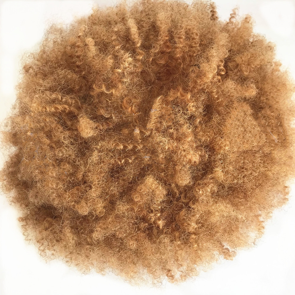 Afro Curly Color #18 4mm Blonde Men Toupee Hot Sell Hair Replacement Colorful Men Wig Black People F