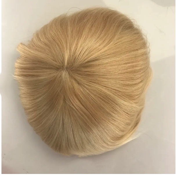 Full PU 0.03mm Thin PU Men Toupee Blonde Color Straight Hair Unit For Man High Quality Men Weave Uni