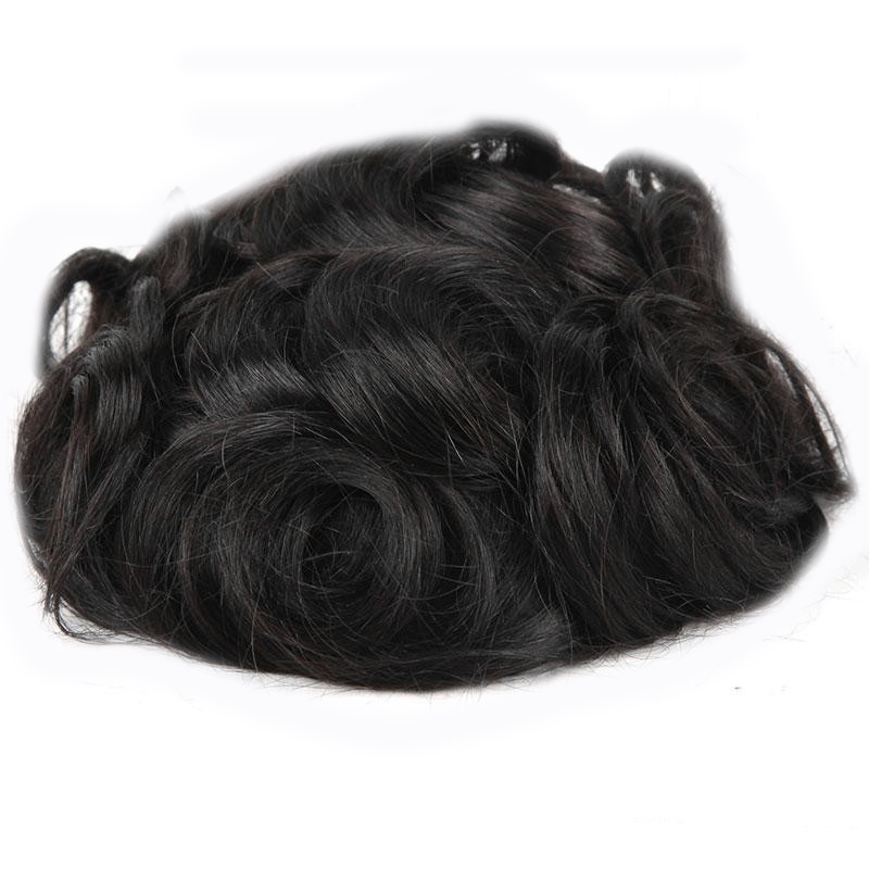 Large Stock High Quality New Stock Hair Toupee #1B Natural Black Hairpieces 8X10Inch Prosthesis Real