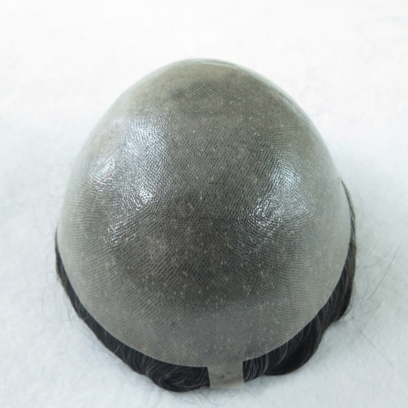 Full Pu Thin Skin Toupee #1B30 With 30% Grey Wig Natural Hairline Men Toupee High Quality Prosthesis