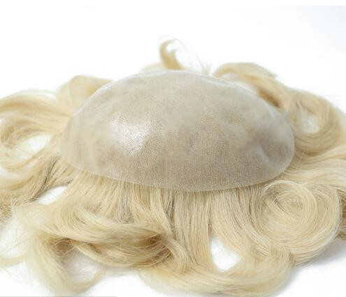 613# Blond Color Men Toupee White People Hair Wig High Quality Human Hair Hair